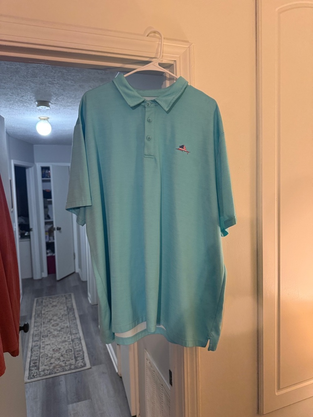 Men's Short-Sleeve Polo in Aqua Teal